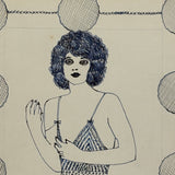 Electric Feeling Blue Ink Pin Up with Wide Eyes, Claw-like Hands, and Great Patterns