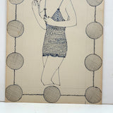 Electric Feeling Blue Ink Pin Up with Wide Eyes, Claw-like Hands, and Great Patterns