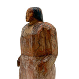 Force of Nature, Folk Carved Native American Woman with Long Braid and Decoration Everywhere