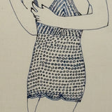 Electric Feeling Blue Ink Pin Up with Wide Eyes, Claw-like Hands, and Great Patterns