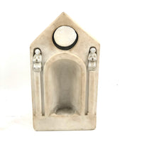 Carved Marble Alter with Mirror and Praying Bisque Figures in Niches