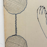 Electric Feeling Blue Ink Pin Up with Wide Eyes, Claw-like Hands, and Great Patterns