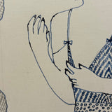 Electric Feeling Blue Ink Pin Up with Wide Eyes, Claw-like Hands, and Great Patterns