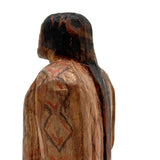 Force of Nature, Folk Carved Native American Woman with Long Braid and Decoration Everywhere