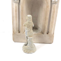 Carved Marble Alter with Mirror and Praying Bisque Figures in Niches