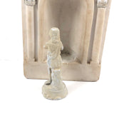 Carved Marble Alter with Mirror and Praying Bisque Figures in Niches