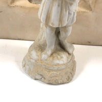 Carved Marble Alter with Mirror and Praying Bisque Figures in Niches