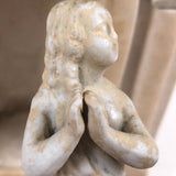 Carved Marble Alter with Mirror and Praying Bisque Figures in Niches