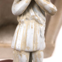 Carved Marble Alter with Mirror and Praying Bisque Figures in Niches