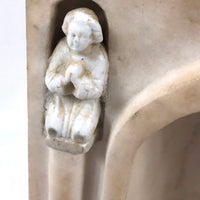 Carved Marble Alter with Mirror and Praying Bisque Figures in Niches