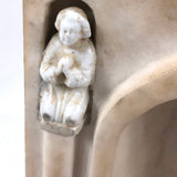 Carved Marble Alter with Mirror and Praying Bisque Figures in Niches