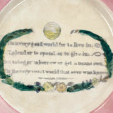Tis a Very Good World, Tis the Very Worst World...Scarce Mid 19th Century Sunderland Pink Lustre, Transfer Decorated Plate