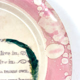 Tis a Very Good World, Tis the Very Worst World...Scarce Mid 19th Century Sunderland Pink Lustre, Transfer Decorated Plate