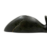 Ultra Minimal, Ultra Smooth, Masterfully Carved Dark Green Stone Inuit Whale, Signed in Syllabics, 1990
