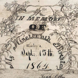 In Memory of My 19th Birthday, 1864, Ink Drawing in Period Frame