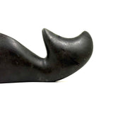 Ultra Minimal, Ultra Smooth, Masterfully Carved Dark Green Stone Inuit Whale, Signed in Syllabics, 1990
