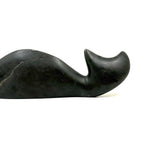 Ultra Minimal, Ultra Smooth, Masterfully Carved Dark Green Stone Inuit Whale, Signed in Syllabics, 1990