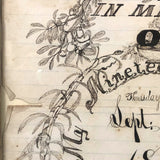 In Memory of My 19th Birthday, 1864, Ink Drawing in Period Frame