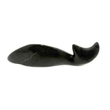 Ultra Minimal, Ultra Smooth, Masterfully Carved Dark Green Stone Inuit Whale, Signed in Syllabics, 1990