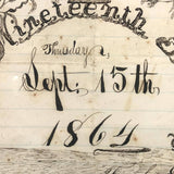 In Memory of My 19th Birthday, 1864, Ink Drawing in Period Frame