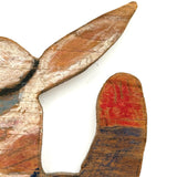 Rabbit Police! Fun Old Crayoned Wooden Cutout (Not a Doorstop but Could be a Hanger!)