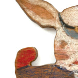 Rabbit Police! Fun Old Crayoned Wooden Cutout (Not a Doorstop but Could be a Hanger!)