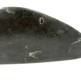 Ultra Minimal, Ultra Smooth, Masterfully Carved Dark Green Stone Inuit Whale, Signed in Syllabics, 1990