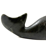 Ultra Minimal, Ultra Smooth, Masterfully Carved Dark Green Stone Inuit Whale, Signed in Syllabics, 1990