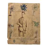 1894 Portrait Photo in Flower Painted Envelope Frame