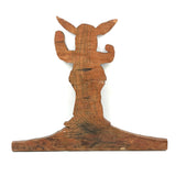 Rabbit Police! Fun Old Crayoned Wooden Cutout (Not a Doorstop but Could be a Hanger!)