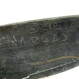 Ultra Minimal, Ultra Smooth, Masterfully Carved Dark Green Stone Inuit Whale, Signed in Syllabics, 1990