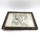 In Memory of My 19th Birthday, 1864, Ink Drawing in Period Frame