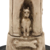 Curious Folk Art Bone Carving with Cat and Dog and Bird