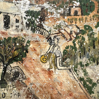 Thanks From Anacleto Perales, Hat in Hand: Well Weathered But Wonderful Old Mexican Folk Art Retablo