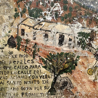 Thanks From Anacleto Perales, Hat in Hand: Well Weathered But Wonderful Old Mexican Folk Art Retablo