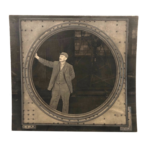 Unusual Antique Mounted Occupational Photo, Presumed Steel Worker