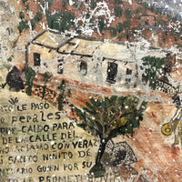 Thanks From Anacleto Perales, Hat in Hand: Well Weathered But Wonderful Old Mexican Folk Art Retablo