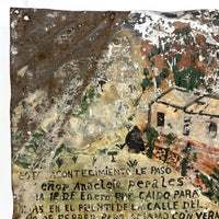 Thanks From Anacleto Perales, Hat in Hand: Well Weathered But Wonderful Old Mexican Folk Art Retablo