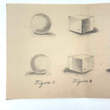 Three Forms, Six Views, Lovely Little 19th Century Graphite Shadow Study