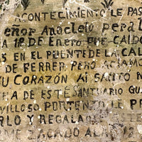Thanks From Anacleto Perales, Hat in Hand: Well Weathered But Wonderful Old Mexican Folk Art Retablo