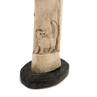 Curious Folk Art Bone Carving with Cat and Dog and Bird