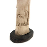 Curious Folk Art Bone Carving with Cat and Dog and Bird