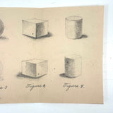 Three Forms, Six Views, Lovely Little 19th Century Graphite Shadow Study