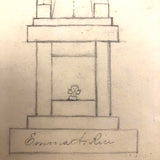 Despairing Woman and Steeples with Tiny People, Double Sided Graphite Drawing