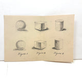 Three Forms, Six Views, Lovely Little 19th Century Graphite Shadow Study