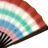 Colorfully Striped Hand-painted Paper Hand Fan with Gilded Edge, Presumed Earlier 19th Century