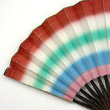 Colorfully Striped Hand-painted Paper Hand Fan with Gilded Edge, Presumed Earlier 19th Century