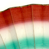 Colorfully Striped Hand-painted Paper Hand Fan with Gilded Edge, Presumed Earlier 19th Century