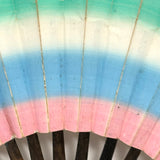 Colorfully Striped Hand-painted Paper Hand Fan with Gilded Edge, Presumed Earlier 19th Century