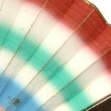 Colorfully Striped Hand-painted Paper Hand Fan with Gilded Edge, Presumed Earlier 19th Century
